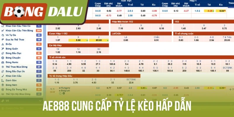 AE888 cung cấp tỷ lệ kèo hấp dẫn