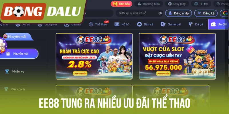 EE88 tung ra nhiều ưu đãi thể thao