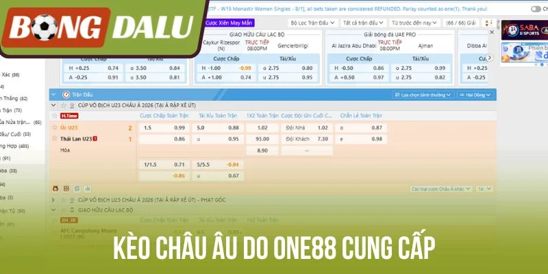 Kèo châu Âu do One88 cung cấp
