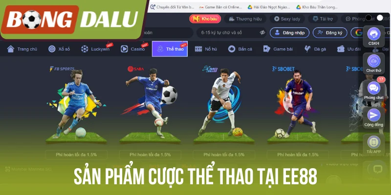 Sản phẩm cược thể thao tại EE88